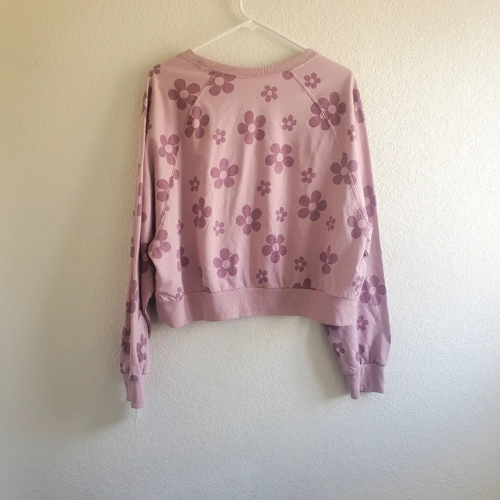 Rebellious One Sweatshirt Crew Neck Floral Purple Size XL NWT Preppy  FLAW